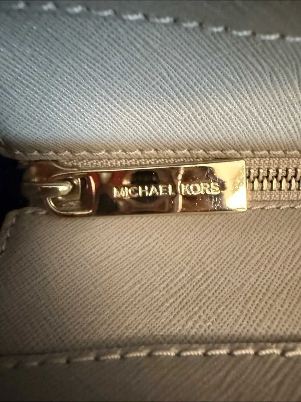 Michael Kors Grey Saffiano Leather Satchel with MK Charm